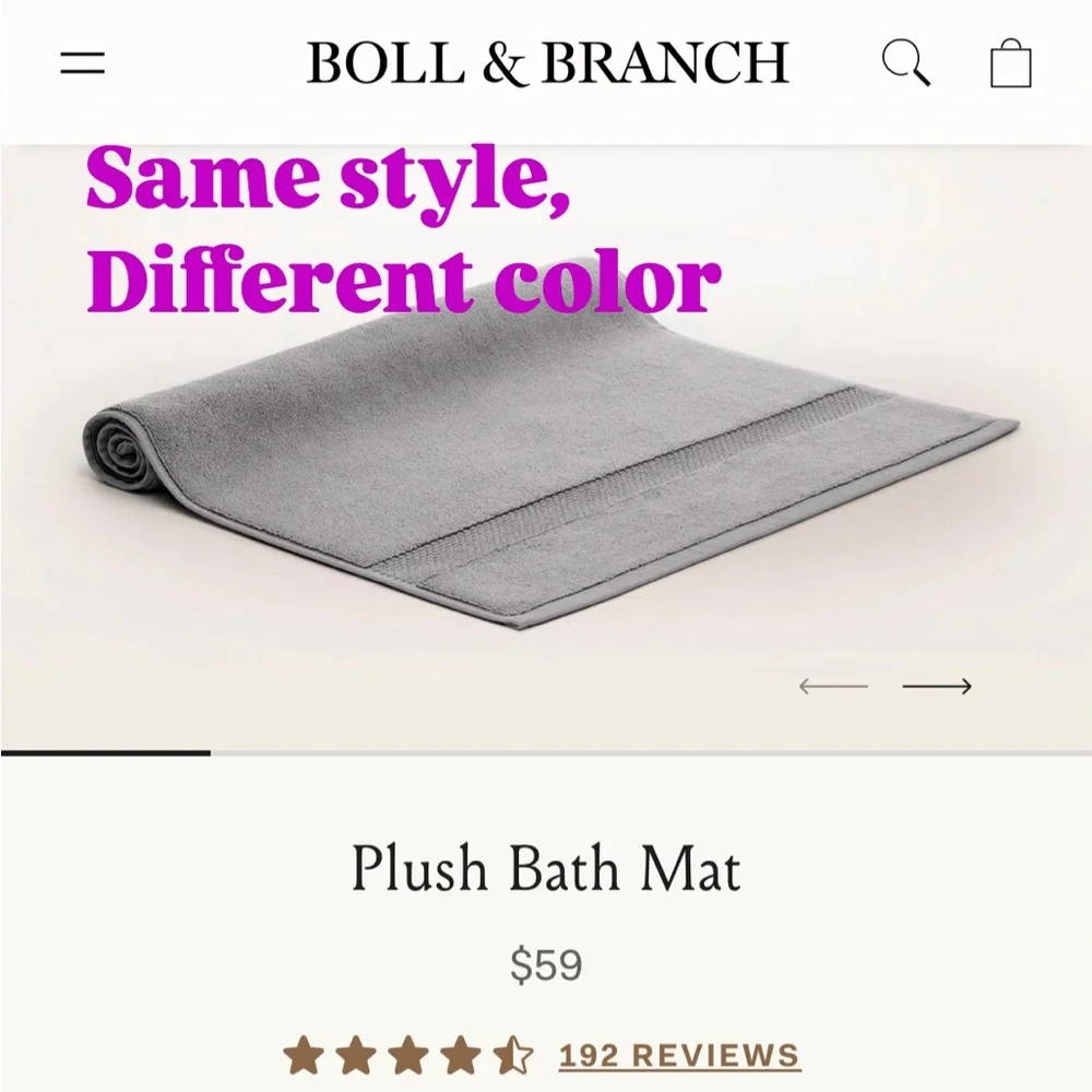 Boll and Branch Plush Bath Mat organic cotton standard size BEIGE color